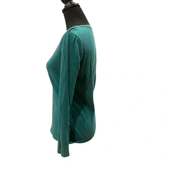 J.Crew. Medium. Green. V-neck. Free w/bundle. Bleach stain, see pics/video! - Picture 4 of 9